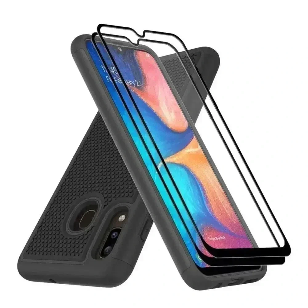 Dahkoiz Hybrid Case‎ For Galaxy A20 A30 Mint Green Gray 2 Screen Protectors